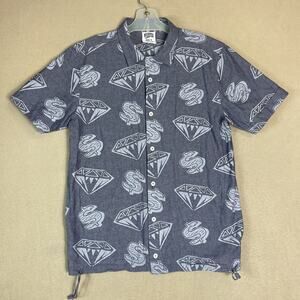 Billionaire Boys Club Shirt Mens S Blue Diamond Money Print Short Sleeve